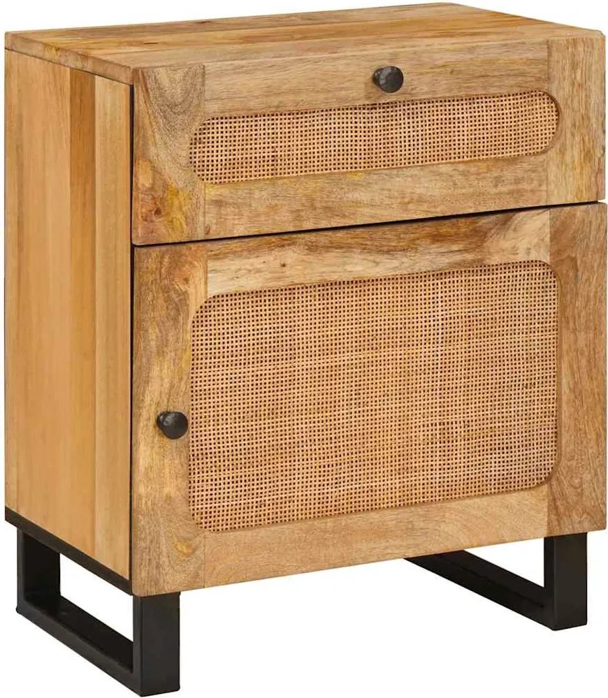 vidaXL Éjjeliszekrény Természetes 50 x 33 x 60 cm Tömör Mangófát