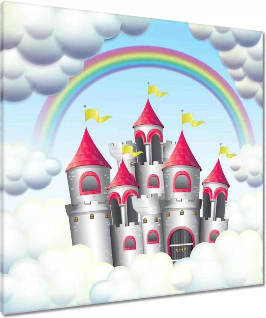 Vászonkép 80x80 Mesés kastély szivárvánnyal