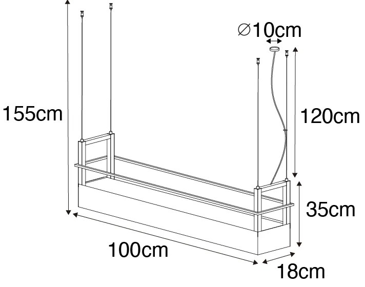 Ipari lógólámpa fekete polccal 4-lámpás GU10 - Cage Rack
