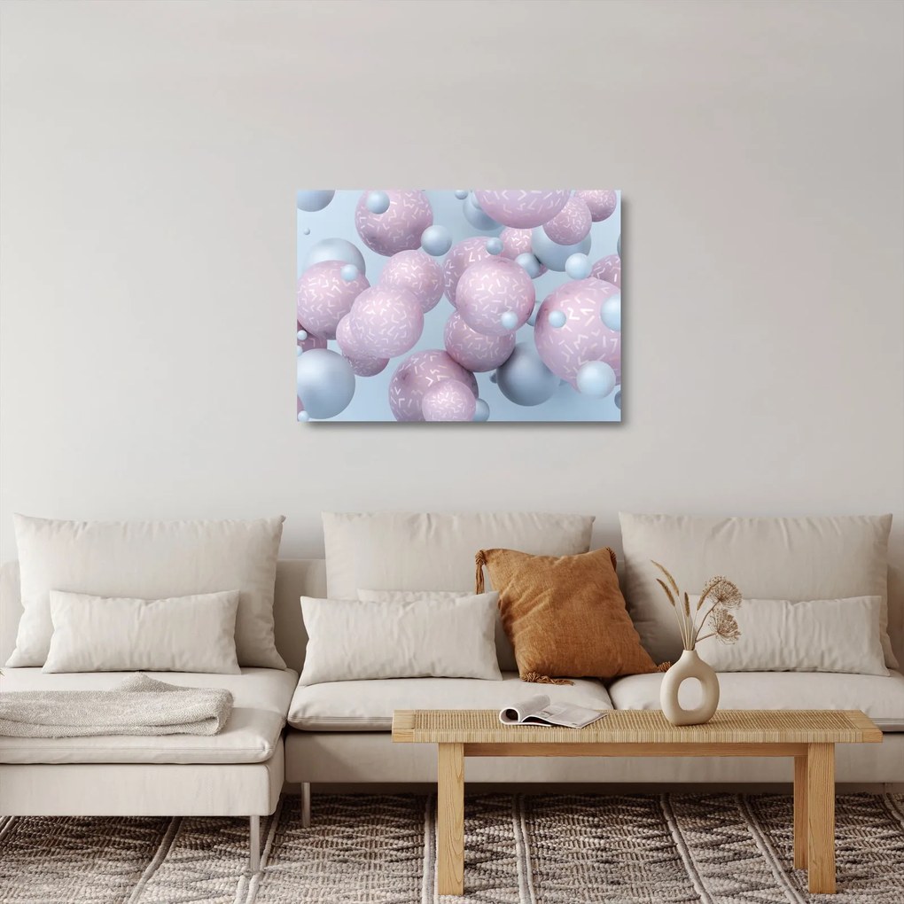 Absztrakt kép - Pasztell gömbök (üvegen) (70x50 cm)