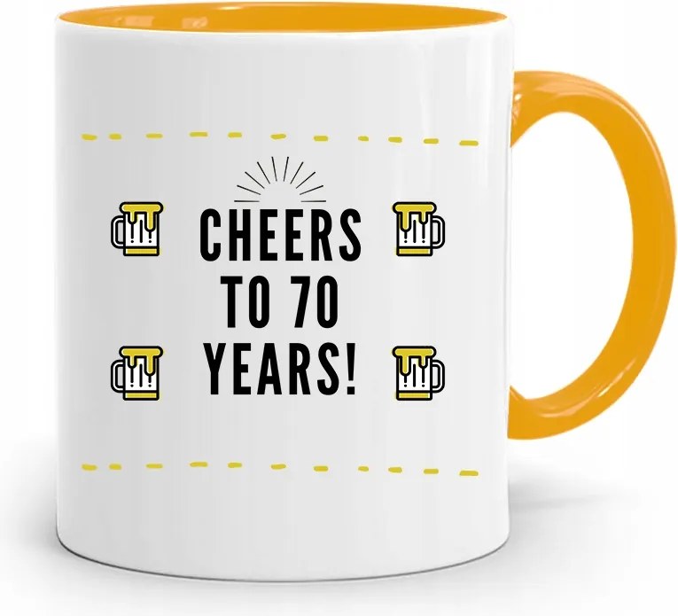 Sárga Bögre Tökéletes Születésnapi Ajándék 70 70-as nyomott mintával