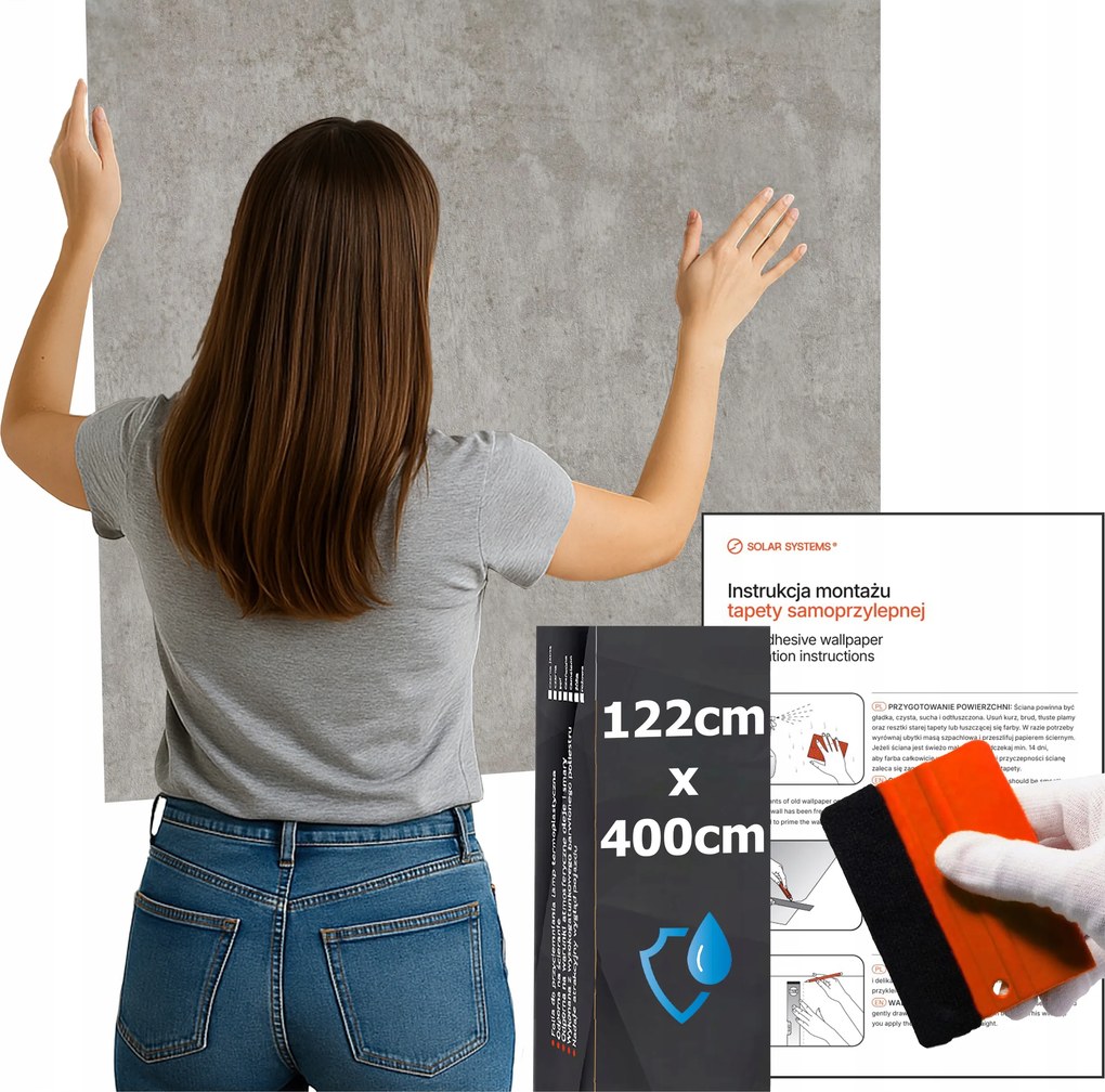 Öntapadós Vízálló Tapéta Konyha Falra Bútor Világos Cement