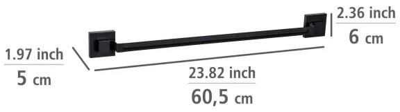 WENKO 71445800 - VACUUM-LOC QUADRO ED törölközőtartó rúd, 60,5x6 cm, fekete