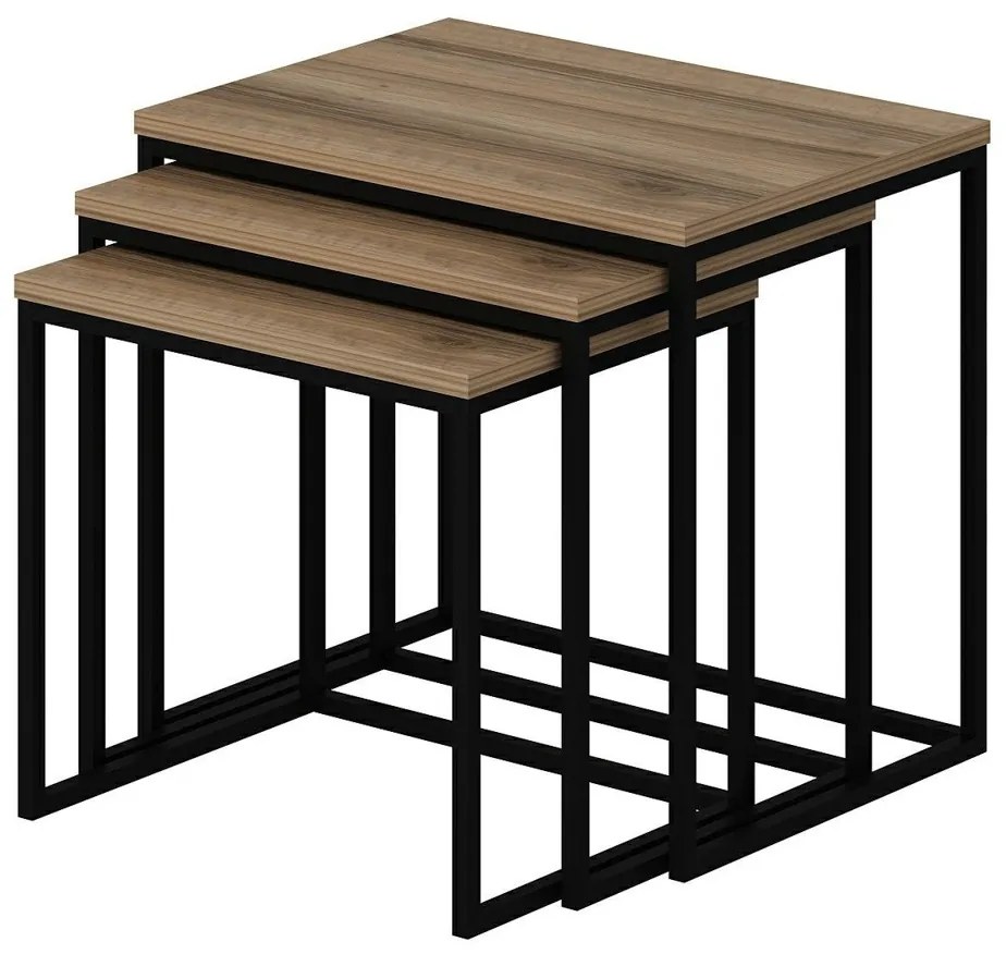 Evia Walnut tárolóasztal, 3 db