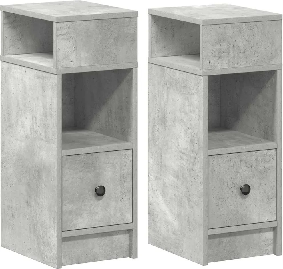 vidaXL 2 db betonszürke éjjeliszekrény fiókkal 25 x 31 x 66 cm