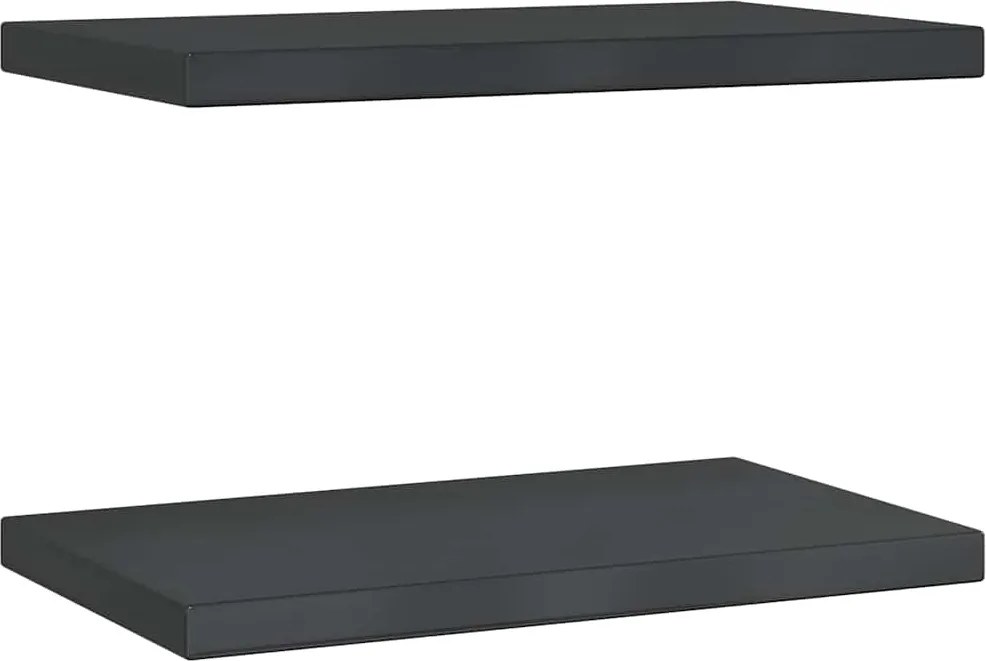 vidaXL 2 db fekete rozsdamentes acél fali polc 50 x 30 x 3 cm