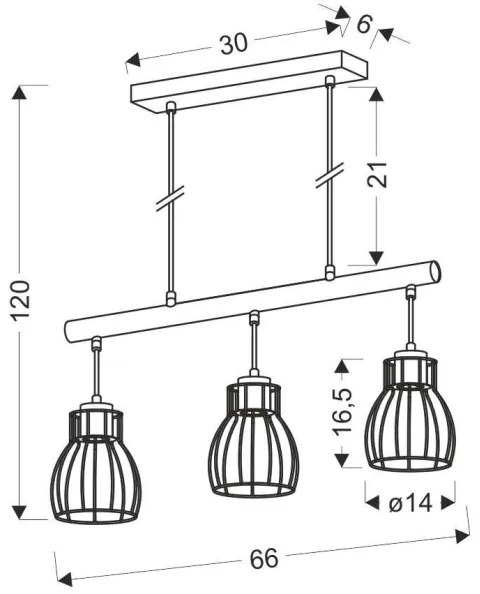 Csillár zsinóron BERNITA 3xE27/60W/230V