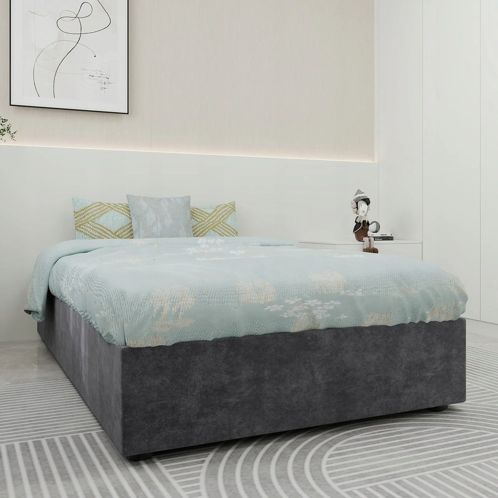 Egyenes ágykeret 90*200 cm egyszemélyes ágy Hidraulika szürke