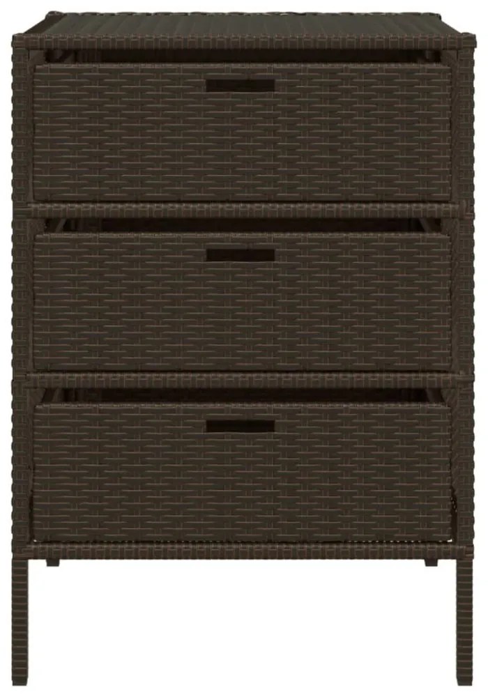 barna polyrattan kerti tárolószekrény 55 x 59 x 80 cm