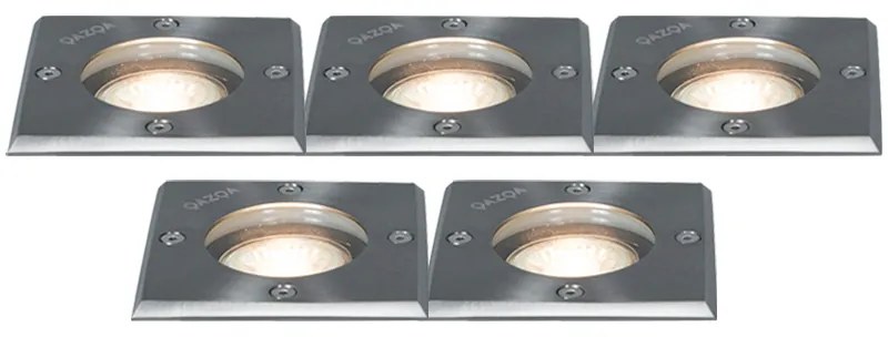 5 darabos acél IP65-ös talajspot szett - Basic Square