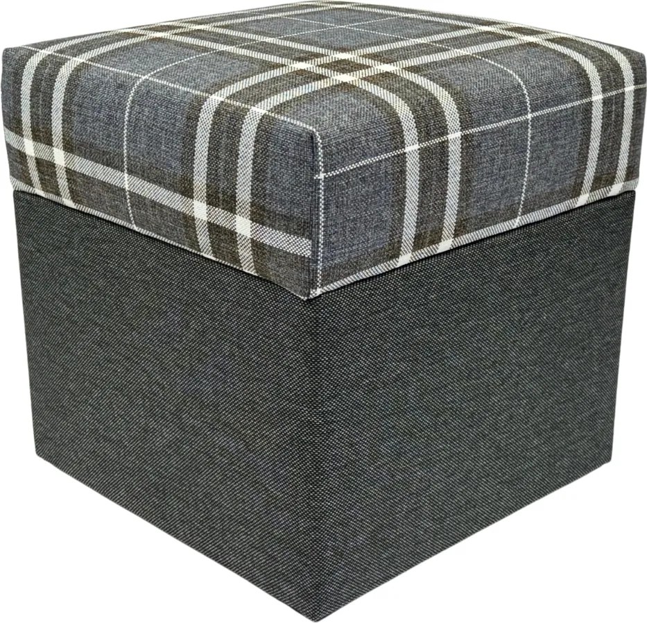Négyzet alakú nyitható lobox puff sötétszürke fonott rács