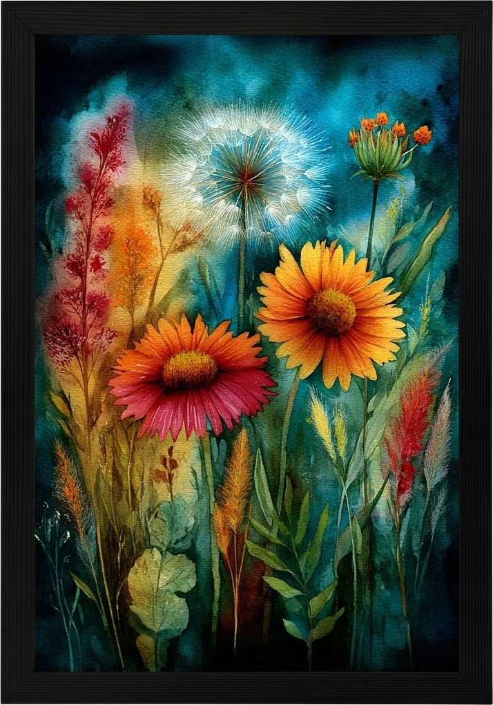 Poszter Keret Fa Természet Tavasz Nyár Kert Park Virágágyás Virágok 40x60