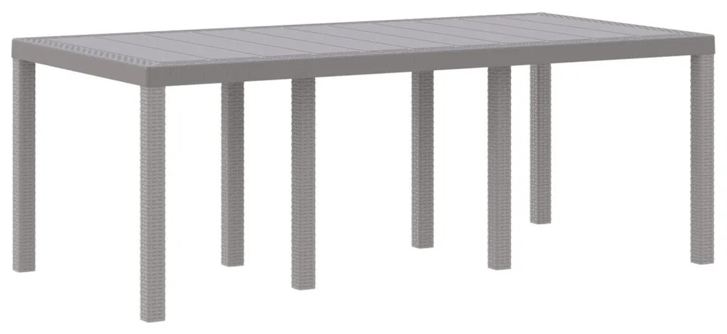 7 Fős Kerti Étkezőszett Párnákkal Világosszürke Polyrattan