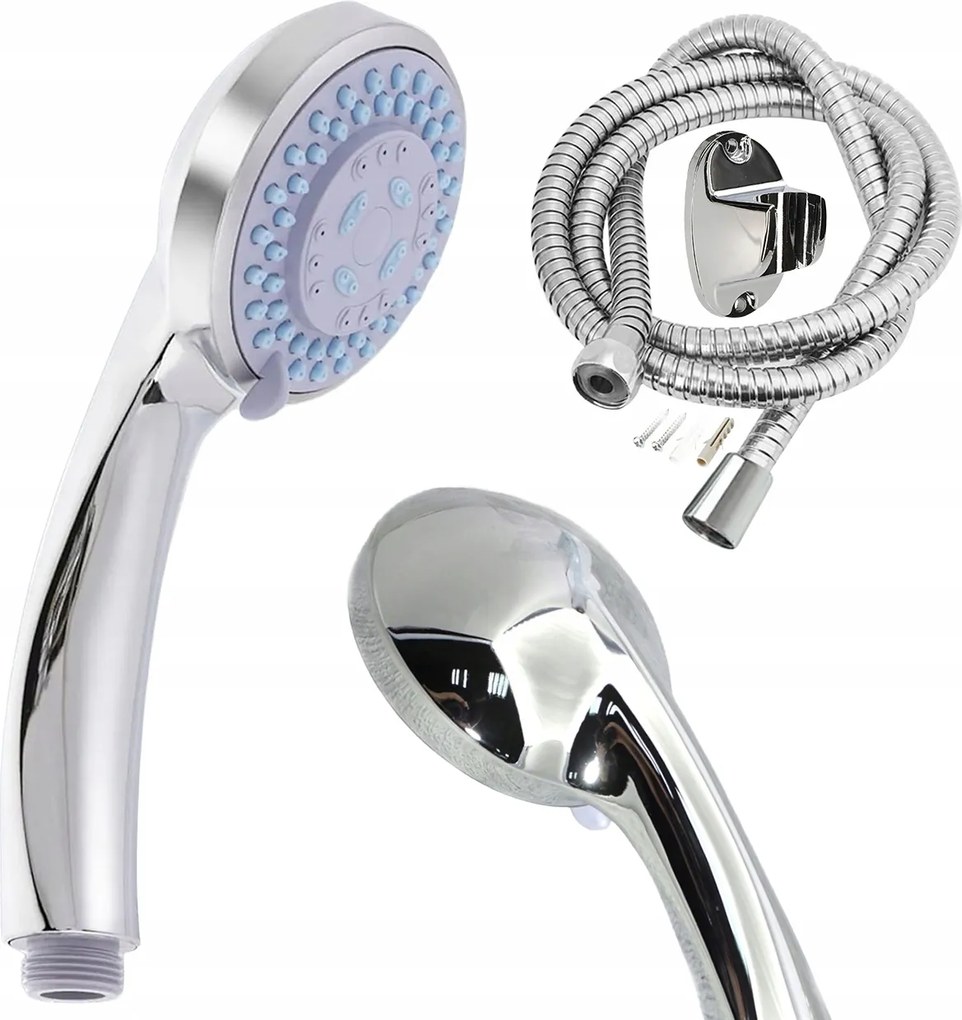 Zuhanyszett Fülhallgató 5 Funkciós Tömlő Tartó Zuhany Króm Anti-calc