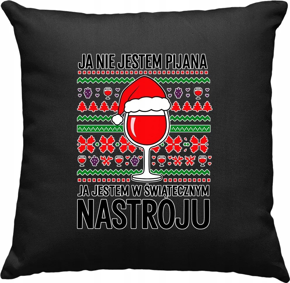 Karácsonyi hangulat párna borral, fekete