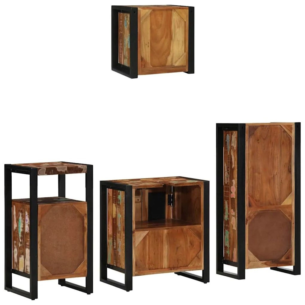 Fürdőszoba bútor szett 4 pcs Szilárd újrahasznosított fa
