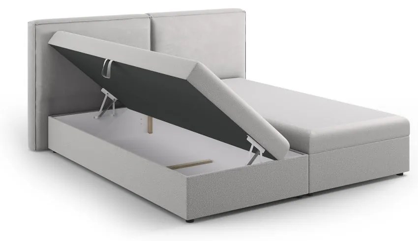Világosszürke ágyneműtartós boxspring ágy 160x200 cm Arendal – Cosmopolitan Design