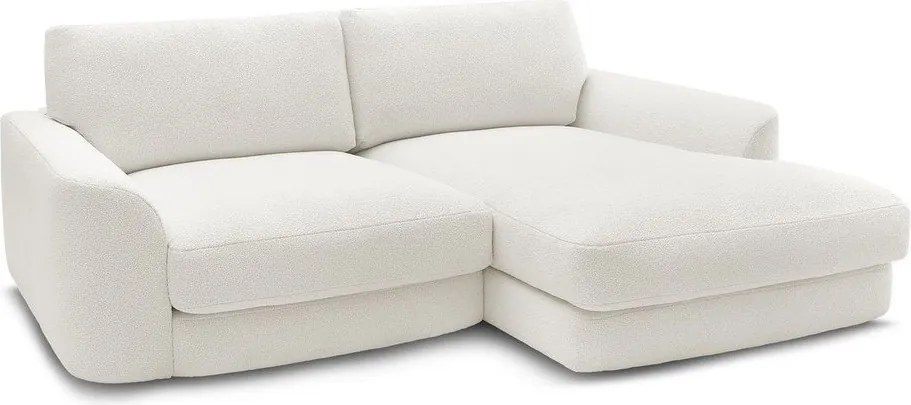 Fehér buklé sarokkanapé (jobb oldali-heverő résszel) Leonore – Bobochic Paris