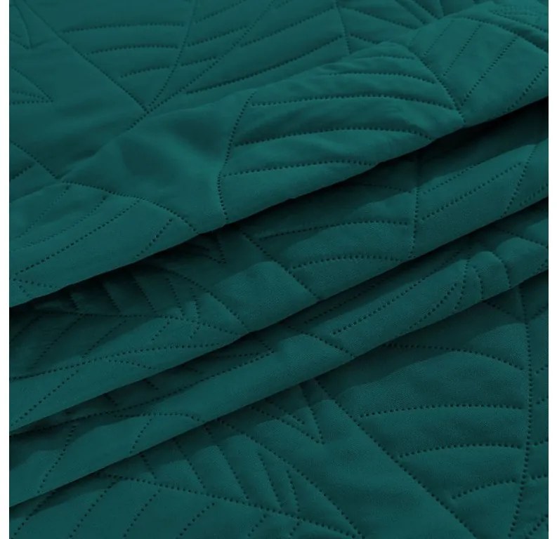 Türkiz ágytakaró levél mintával LEAVES Méret: 170 x 210 cm