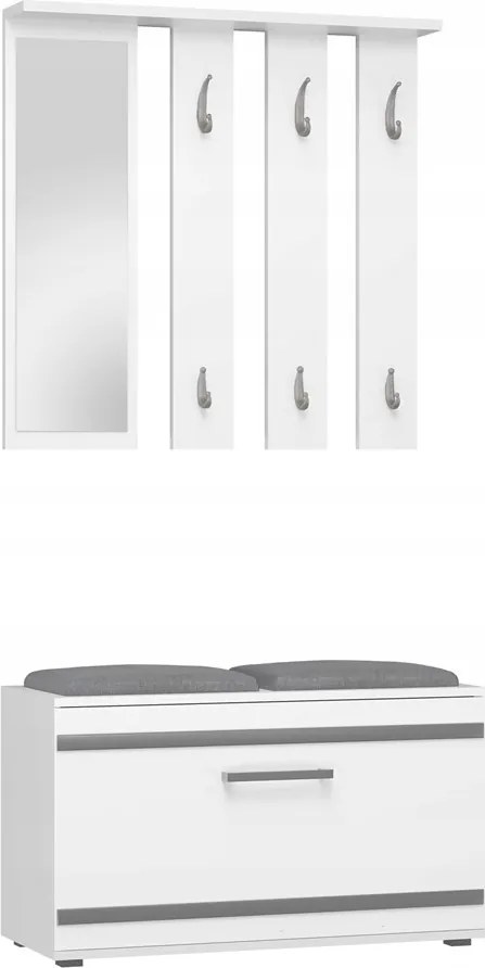 Gardróbszekrény Tükörrel És Napozó Akasztóval, Szekrény Fehér Előszoba Folyosó