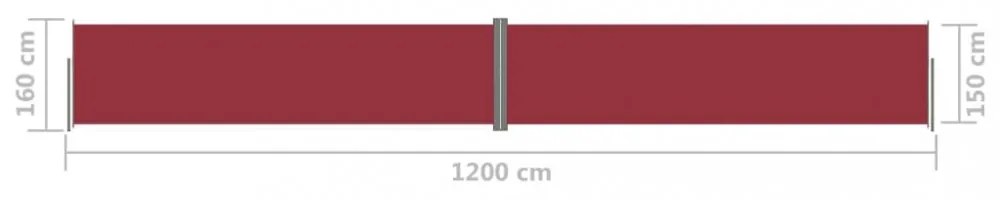 piros behúzható oldalsó napellenző 160 x 1200 cm