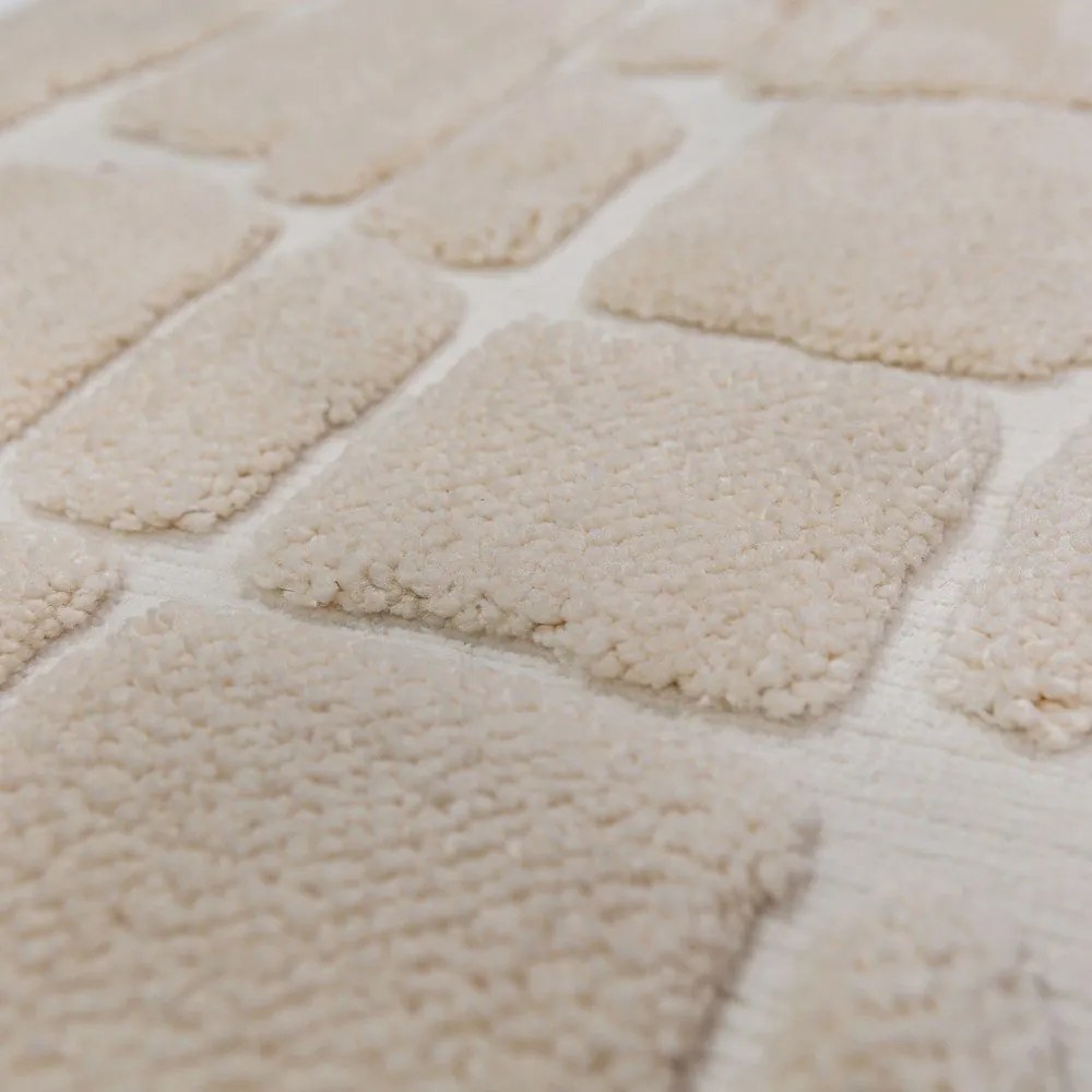 Krémszínű szőnyeg 133x190 cm Esra Cobbled – Flair Rugs
