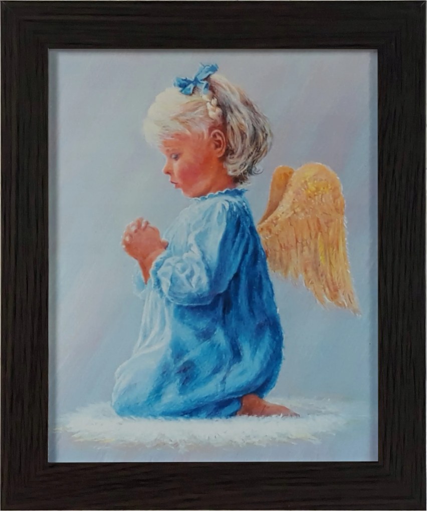 Vászonkép 30x25 Őrangyal Angyalka Keret Wenge