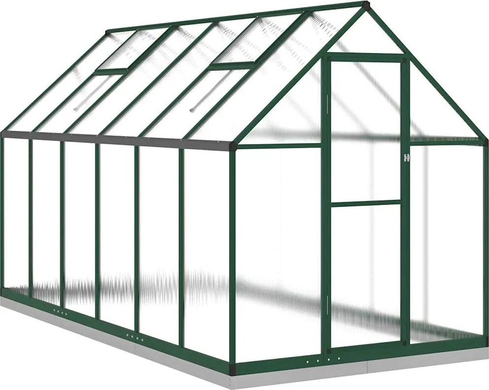 vidaXL zöld alumínium melegház alapvázzal 334x169x202 cm