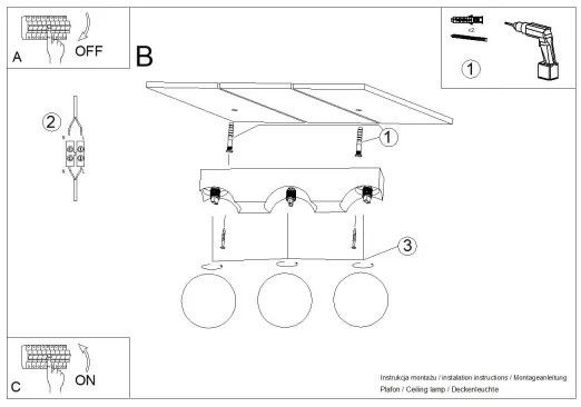 Sollux SL.1684 - Mennyezeti lámpa BULBO 3xG9/8W/230V bükkfa/fehér