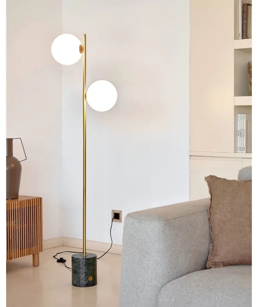 Zöld-aranyszínű állólámpa üveg búrával (magasság 161 cm) Lonela – Kave Home