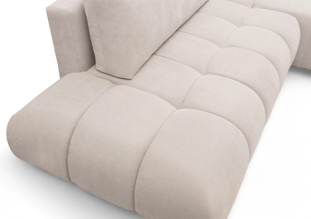 Lutario L II jobb oldali sarokkanapé ágyneműfunkcióval - bézs Venice 2026 vízlepergető szövet