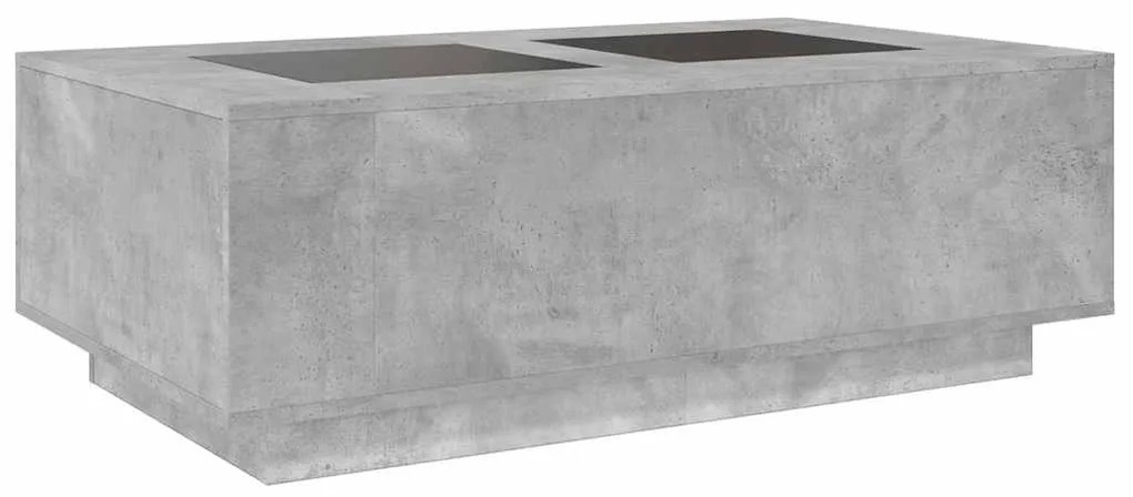betonszürke végtelen hatású LED-es dohányzóasztal 116x69x40 cm