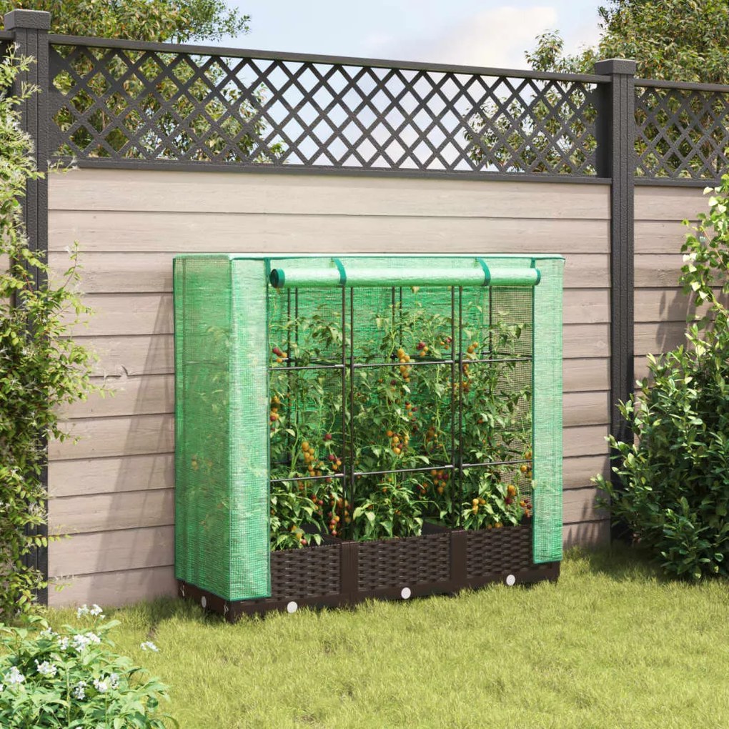 rattan megjelenésű magaságyás melegháztakaróval 120x40x123 cm