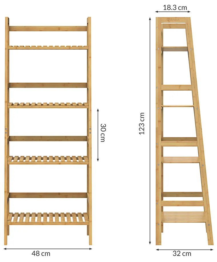 Casaria® Bambusz polc 123x48x32 cm