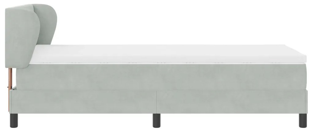 Boxspring Ágy Matraccal Világosszürke 90x200 cm - Bársonyos