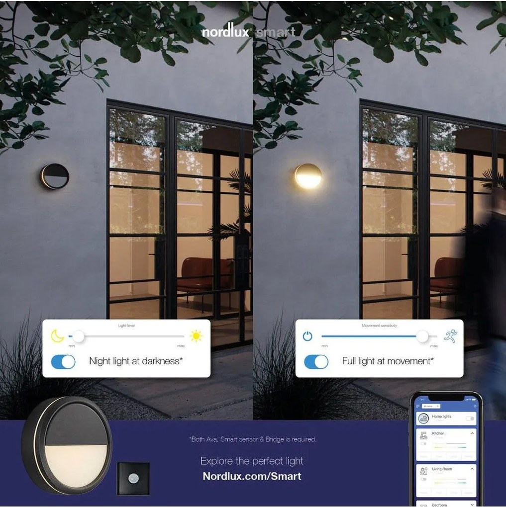 Nordlux modern kültéri led lámpa ava smart fehér fekete nor2019016003 IP54