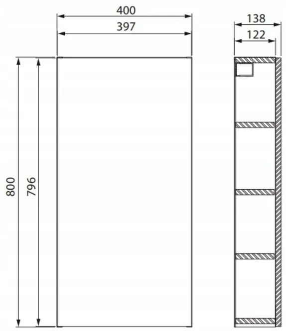 Cersanit City, függesztett szekrény 40x14x80 cm, fehér fényes, S584-020-DSM