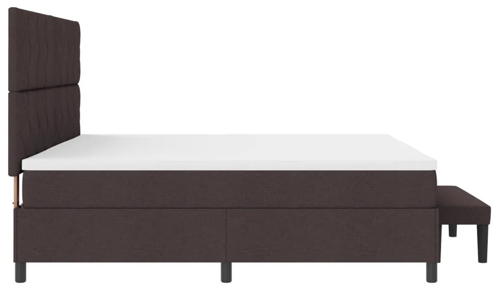 Box Spring ágy matraccal és padról sötétbarna 200x200 cm szövet
