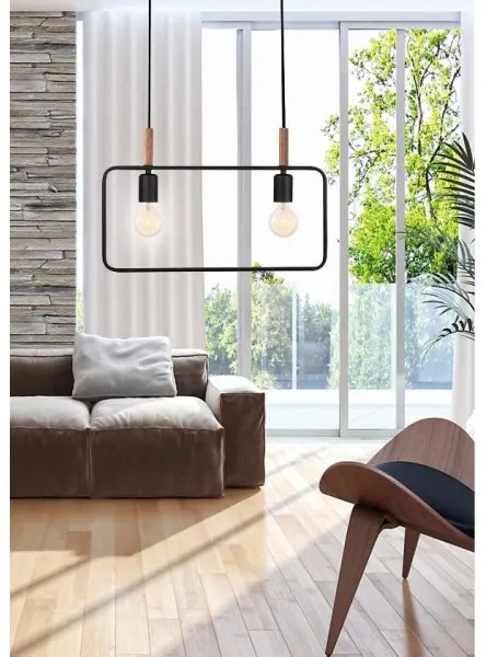 Csillár zsinóron FRAME 2xE27/60W/230V fekete