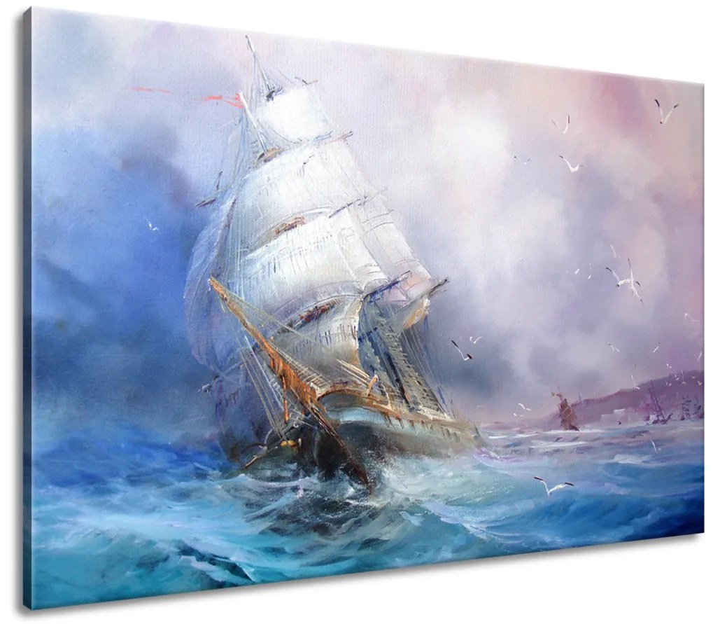 Gario Vászonkép Vitorlás a felkavart tengeren Méret: 100 x 40 cm