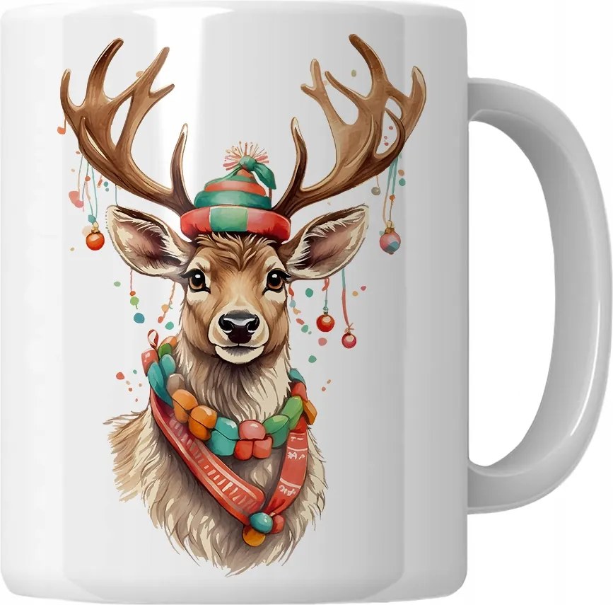 Rénszarvas bögre díszekkel Mikulás ajándék