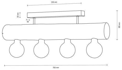 Spot-Light DO6997456 - TRABO felületre szerelt csillár 4xE27/60W/230V fenyőszínű