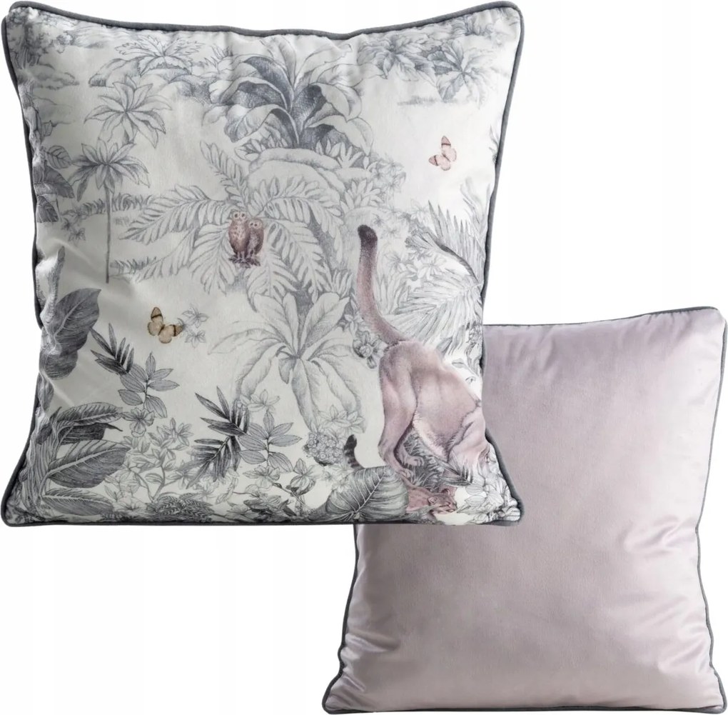 Tavaszi Dekorációs Párnahuzat 45x45 cm dzsungel fehér-szürke