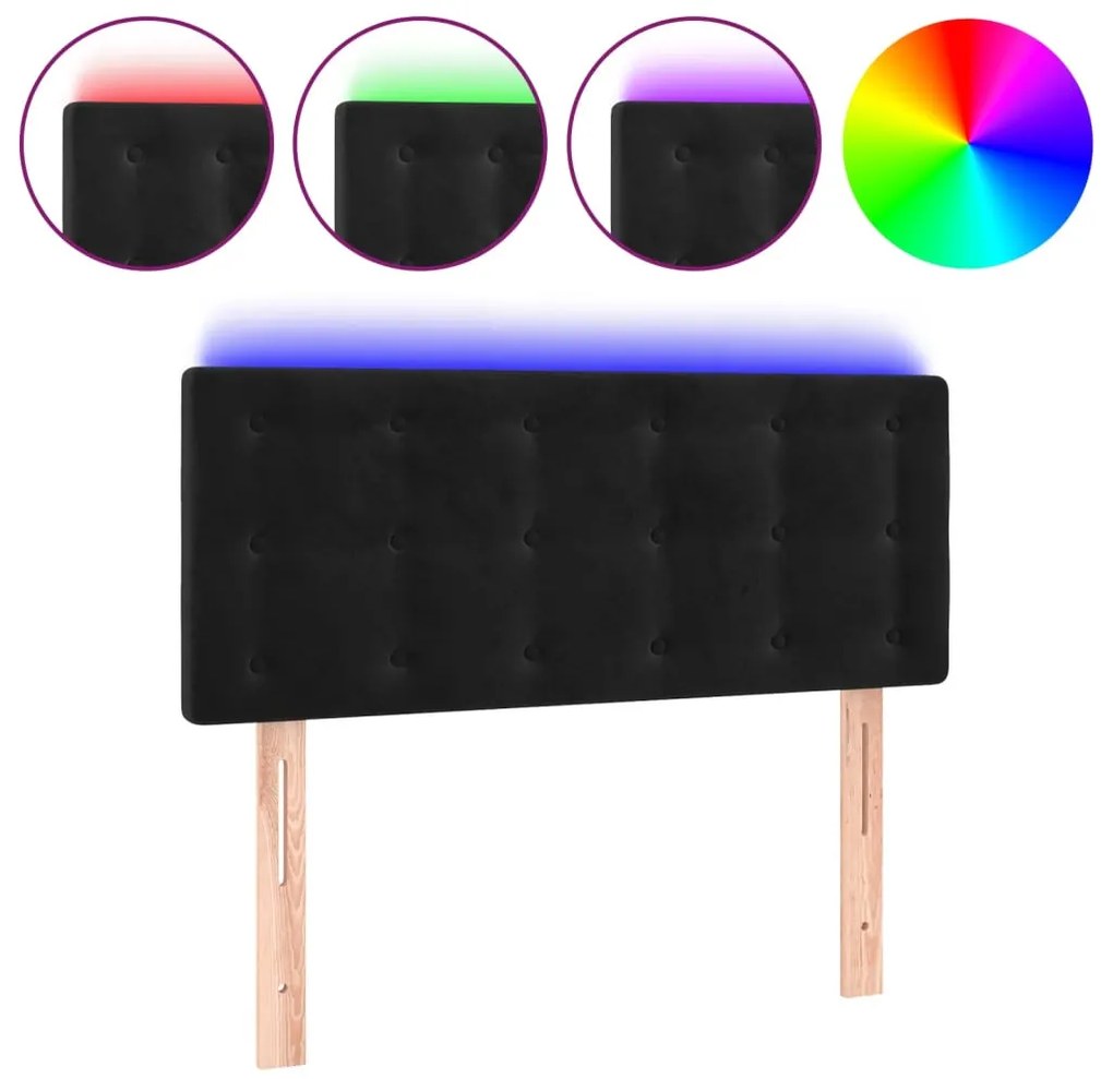 fekete bársony LED-es fejtámla 90x5x78/88 cm