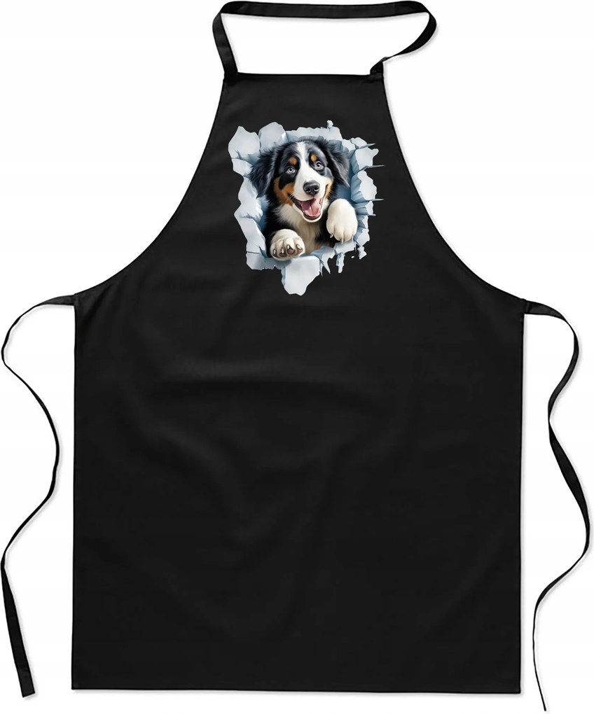 Konyhai Kötény pamut fekete lyukas Kutya Bernardin kiskutya FA_479_cz