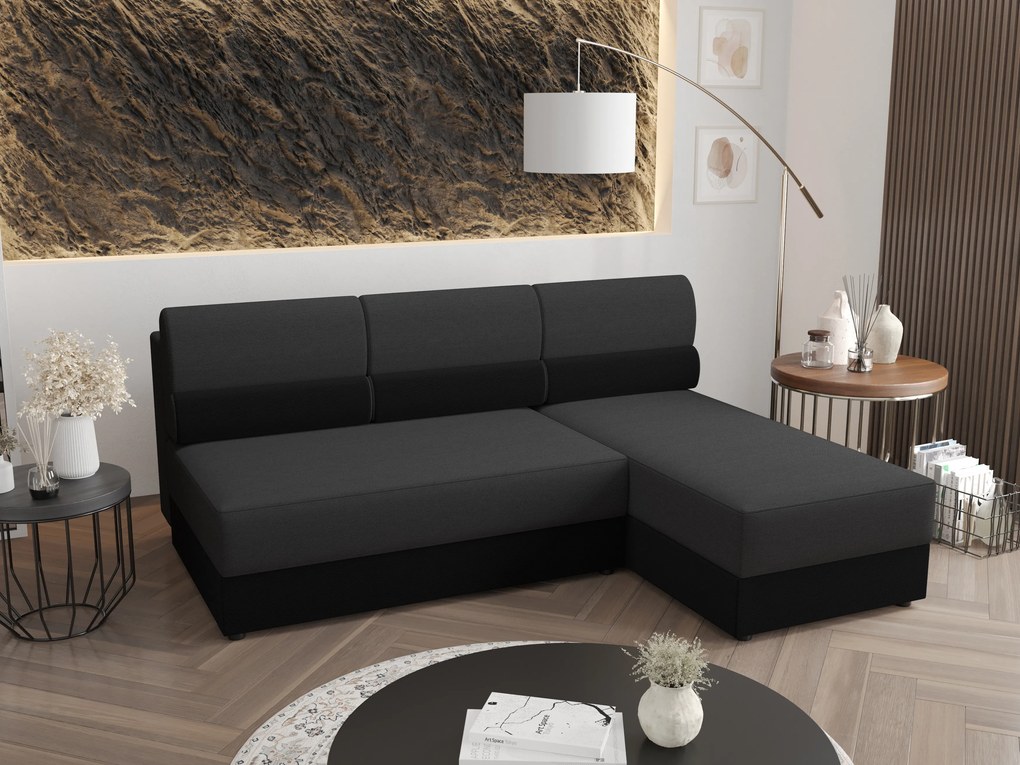 Sarok ülőgarnitúra Radiant L1 (fekete + sötétszürke) (J). 1057437