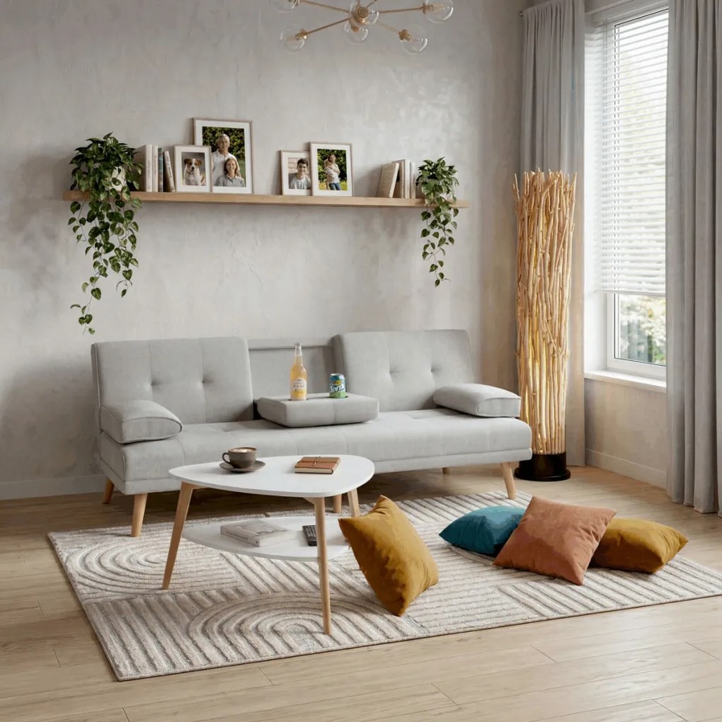 Háromszemélyes kihúzható kanapé, bézs, szövet, ASB-C3034 CRM2