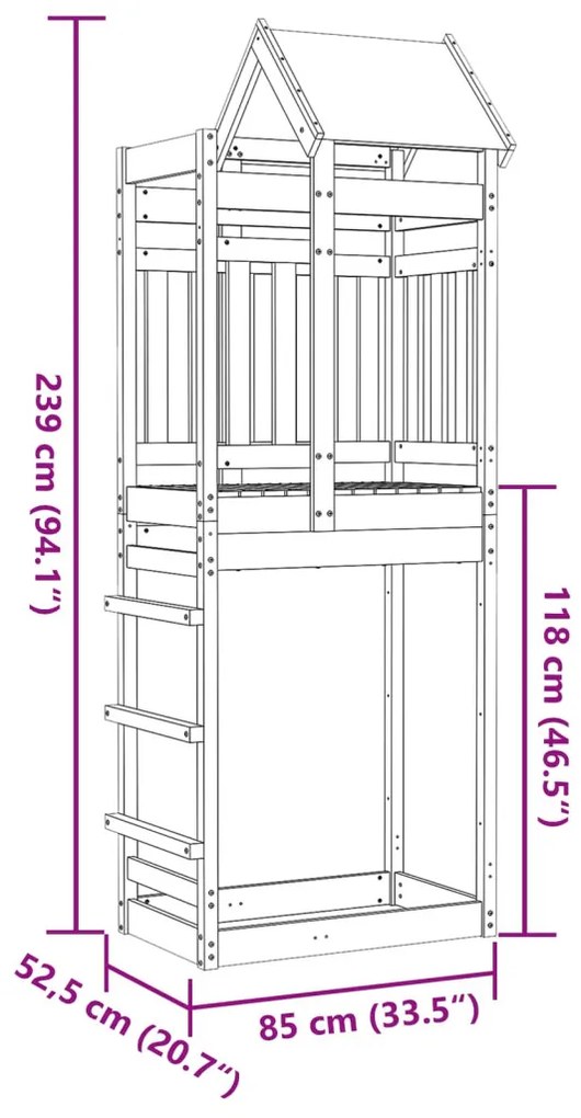 Játék Torny Barna 85 x 52,5 x 239 cm Tömör fenyőfa