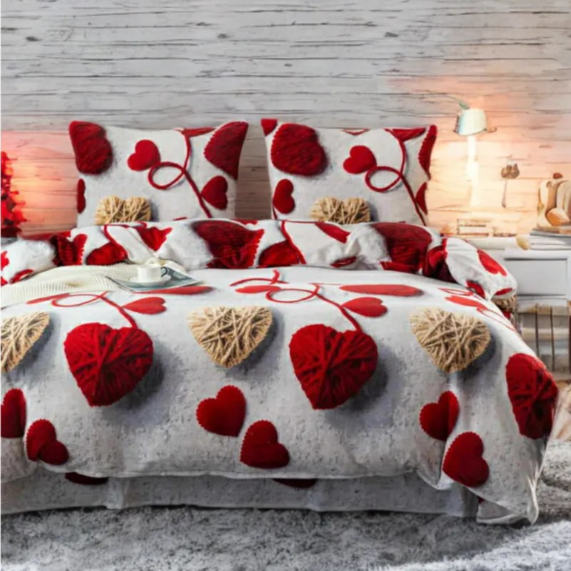 Mikroplüss ágyneműhuzat VELHEART piros Ágyneműhuzat mérete: 70 x 80 cm | 140 x 200 cm