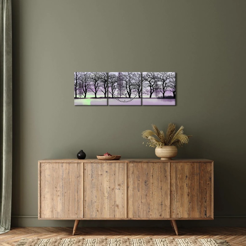 Kép - Bárkák a tavon (órával) (90x30 cm)